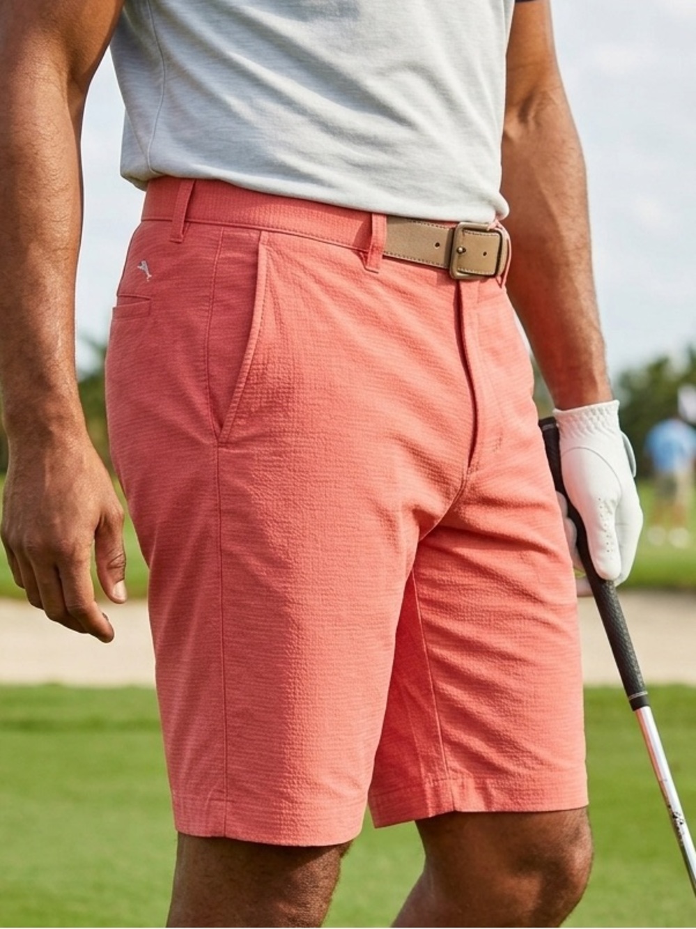 Tommy Bahama Boracay Shorts Men's 34 Salmon Pink Stretch Hybrid Flat Front 10in